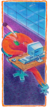 a Diego Rivera style illustration depicting workers building with 90s computers and computer cables, art by Brad Goodell